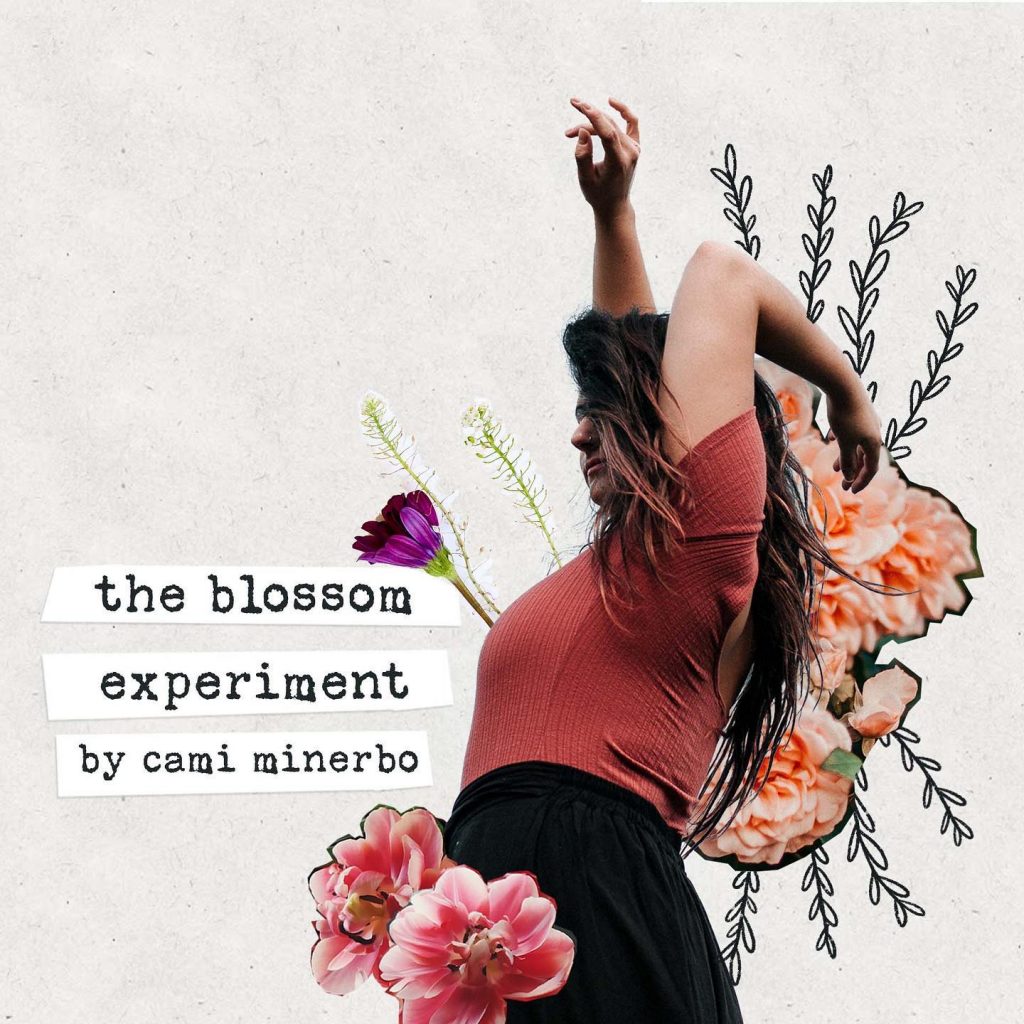 Logo for the blossom experiment podcast by Cami Minerbo